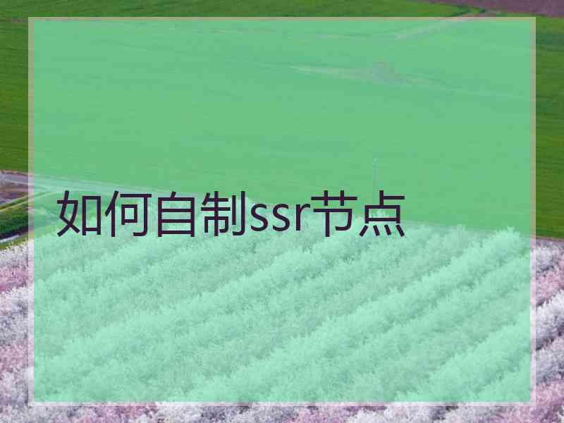 如何自制ssr节点
