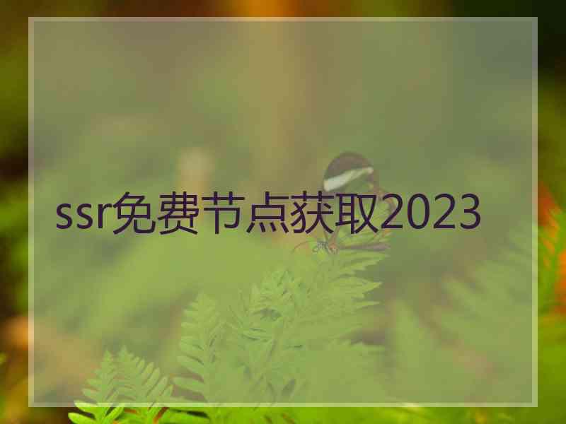 ssr免费节点获取2023