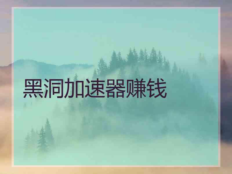 黑洞加速器赚钱